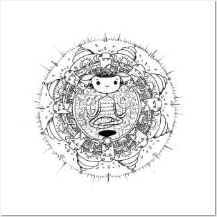 Yoga pose doodle mandala illustration by shoosh Posters and Art